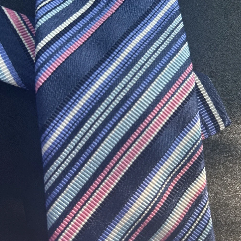 TAILORBYRD Boys Tie 100% Silk Handmade In Italy Stripe Repp Necktie Short 51x3